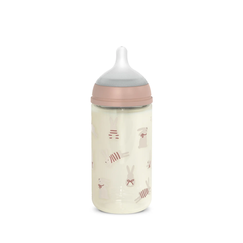 Butelka szklana SX Pro 240 ml, przepływ średni M – króliczek różowy | Wonderland 2