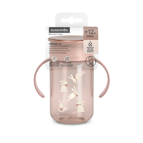 Kubek niekapek 360° 340 ml - króliczek różowy | Wonderland 3