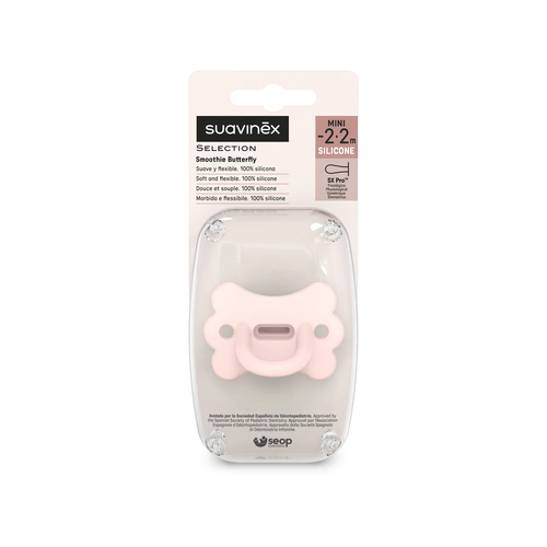 Smoczek fizjologiczny SX Pro MINI  (-2/+2 m) – różowy, motylek | Colour Essence 4