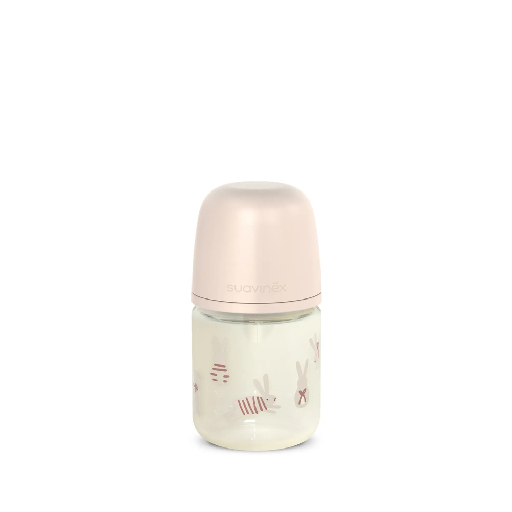 Butelka szklana SX Pro 120 ml, przepływ wolny S – króliczek różowy | Wonderland 1