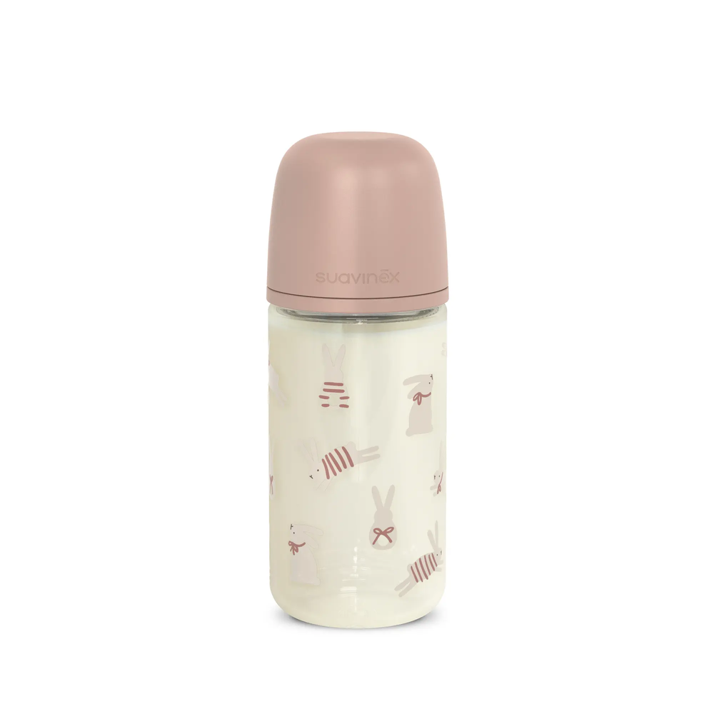 Butelka szklana SX Pro 240 ml, przepływ średni M – króliczek różowy | Wonderland 1